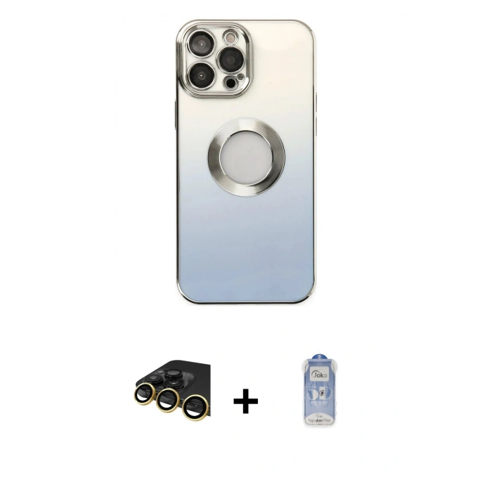 MARSİLYAN™- iPhone 14 Pro Kılıf Kutup Yansıma Özel Seri - Siyah Joko Magic 5D Cam + Raze Metal Kamera Lens - GD