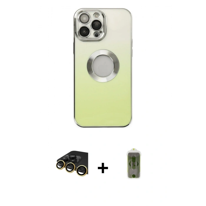 MARSİLYAN™- iPhone 14 Pro Kılıf Kutup Yansıma Özel Seri - Siyah Joko Magic 5D Hayalet Cam + Raze Metal Kamera Lens - GD