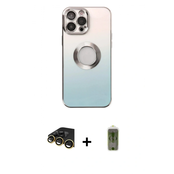 MARSİLYAN™- iPhone 14 Pro Kılıf Kutup Yansıma Özel Seri - Siyah Joko Magic 5D Hayalet Cam + Raze Metal Kamera Lens - GD