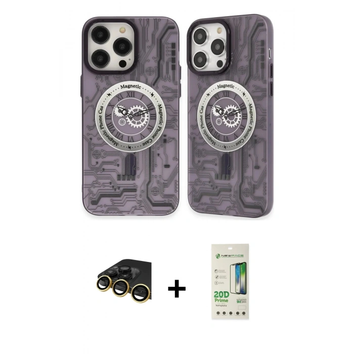 MARSİLYAN™- iPhone 14 Pro Kılıf Nova Doku Koleksiyonu - Siyah 20D Premium Cam Ekran Koruyucu + Raze Metal Kamera Lens - GD