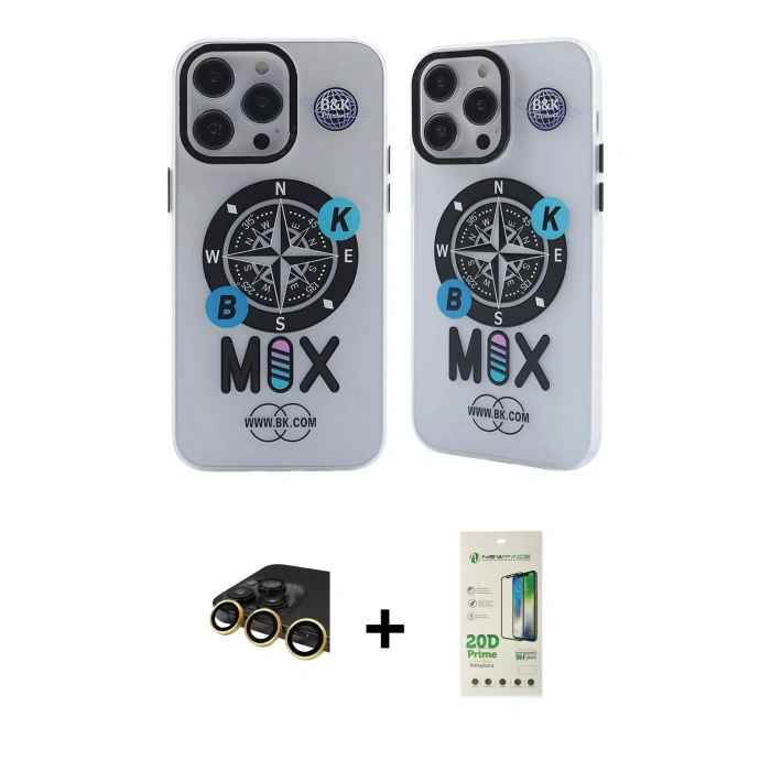 MARSİLYAN™- iPhone 14 Pro Kılıf Nova Doku Koleksiyonu - Siyah 20D Premium Cam Ekran Koruyucu + Raze Metal Kamera Lens - GD