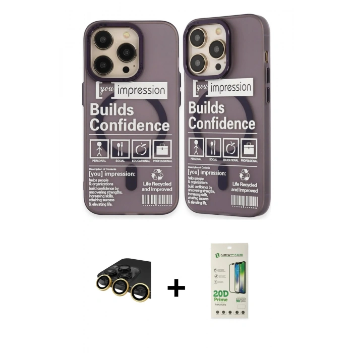 MARSİLYAN™- iPhone 14 Pro Kılıf Nova Doku Koleksiyonu - Siyah 20D Premium Cam Ekran Koruyucu + Raze Metal Kamera Lens - GD