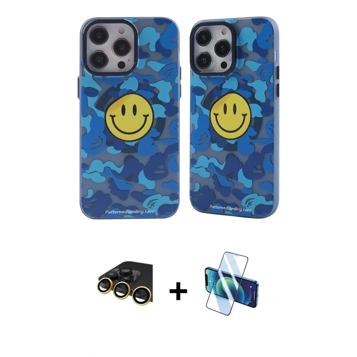 MARSİLYAN™- iPhone 14 Pro Kılıf Nova Doku Koleksiyonu - Siyah 3D Antistatik Cam Ekran Koruyucu + Raze Metal Kamera Lens - GD