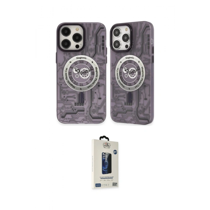 MARSİLYAN™- iPhone 14 Pro Kılıf Nova Doku Koleksiyonu - Siyah Bilvis Hayalet Cam Ekran Koruyucu