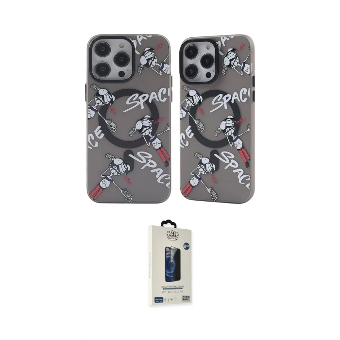 MARSİLYAN™- iPhone 14 Pro Kılıf Nova Doku Koleksiyonu - Siyah Bilvis Hayalet Cam Ekran Koruyucu