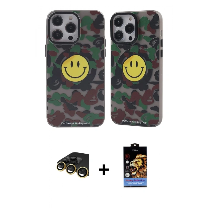 MARSİLYAN™- iPhone 14 Pro Kılıf Nova Doku Koleksiyonu - Siyah Buffer Hayalet Cam Ekran Koruyucu + Raze Metal Kamera Lens - GD