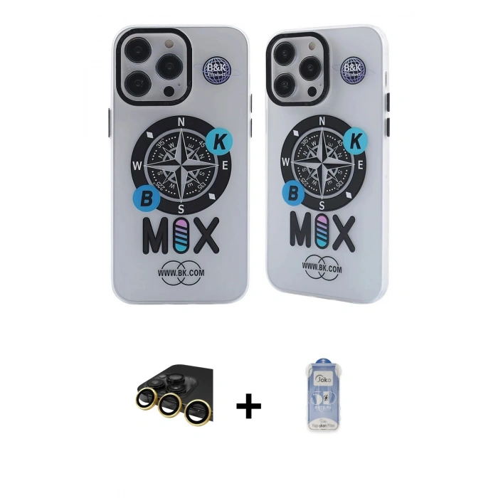 MARSİLYAN™- iPhone 14 Pro Kılıf Nova Doku Koleksiyonu - Siyah Joko Magic 5D Cam + Raze Metal Kamera Lens - GD