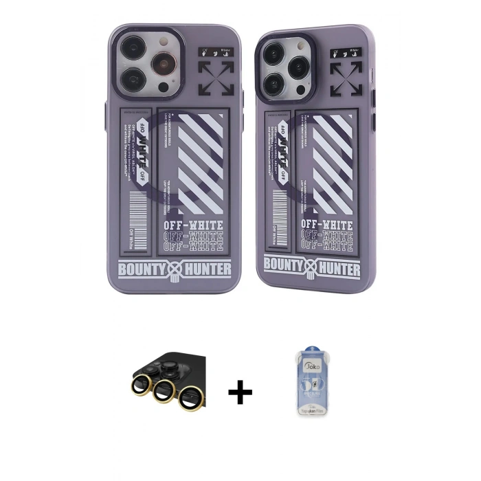 MARSİLYAN™- iPhone 14 Pro Kılıf Nova Doku Koleksiyonu - Siyah Joko Magic 5D Cam + Raze Metal Kamera Lens - GD