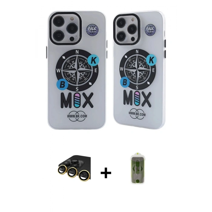 MARSİLYAN™- iPhone 14 Pro Kılıf Nova Doku Koleksiyonu - Siyah Joko Magic 5D Hayalet Cam + Raze Metal Kamera Lens - GD