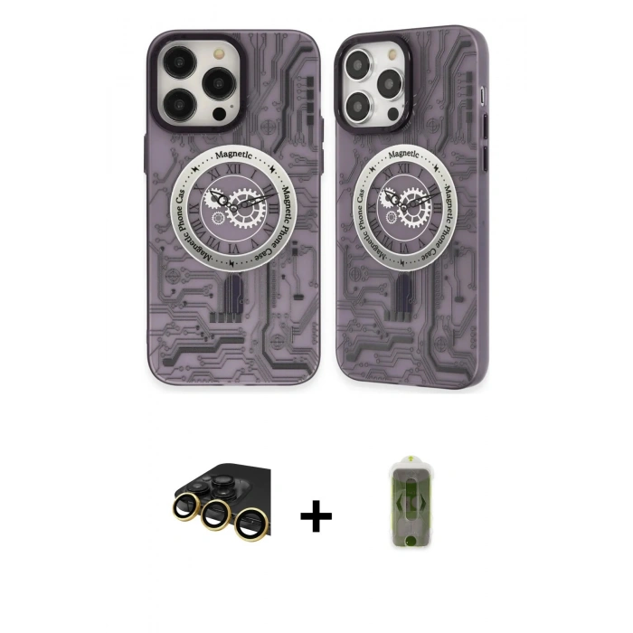 MARSİLYAN™- iPhone 14 Pro Kılıf Nova Doku Koleksiyonu - Siyah Joko Magic 5D Hayalet Cam + Raze Metal Kamera Lens - GD