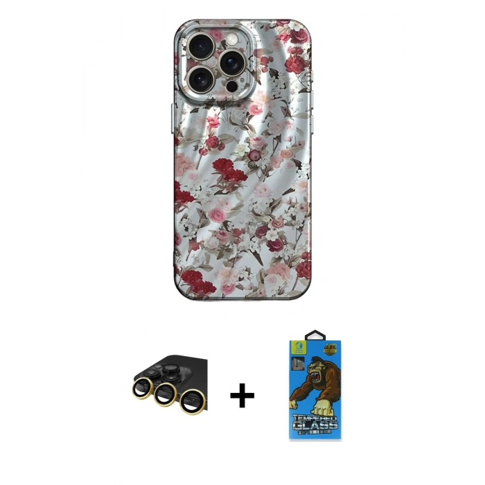 MARSİLYAN™- iPhone 14 Pro Kılıf Nova Doku Prime - Siyah 18D Cam Ekran Koruyucu + Raze Metal Kamera Lens - GD