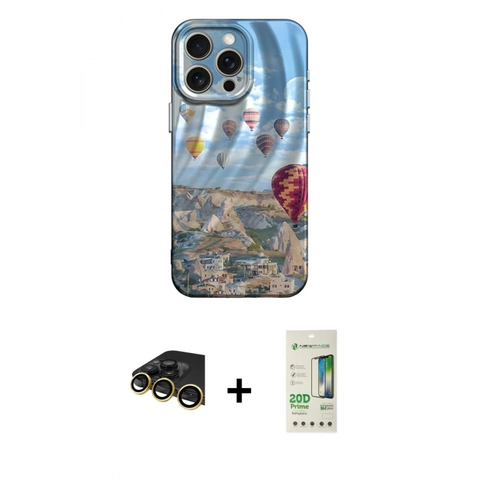 MARSİLYAN™- iPhone 14 Pro Kılıf Nova Doku Prime - Siyah 20D Premium Cam Ekran Koruyucu + Raze Metal Kamera Lens - GD