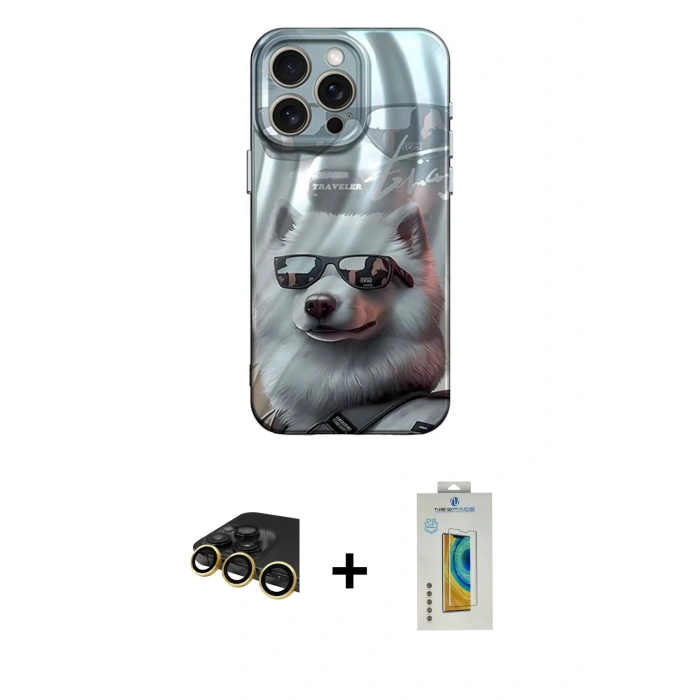 MARSİLYAN™- iPhone 14 Pro Kılıf Nova Doku Prime - Siyah Polymer Nano Ekran Koruyucu + Raze Metal Kamera Lens - GD