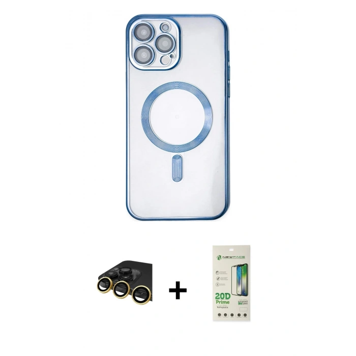 MARSİLYAN™- iPhone 14 Pro Kılıf Nova Işık Özel Seri - Siyah 20D Premium Cam Ekran Koruyucu + Raze Metal Kamera Lens - GD