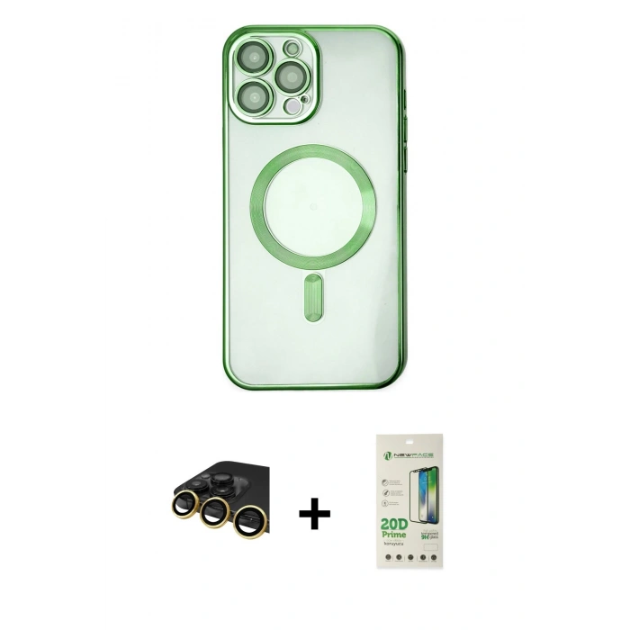 MARSİLYAN™- iPhone 14 Pro Kılıf Nova Işık Özel Seri - Siyah 20D Premium Cam Ekran Koruyucu + Raze Metal Kamera Lens - GD