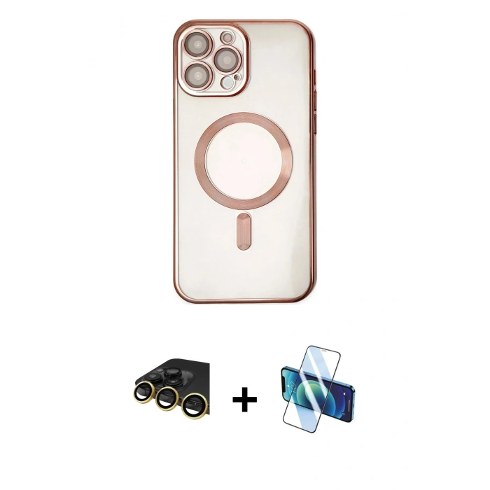MARSİLYAN™- iPhone 14 Pro Kılıf Nova Işık Özel Seri - Siyah 3D Antistatik Cam Ekran Koruyucu + Raze Metal Kamera Lens - GD