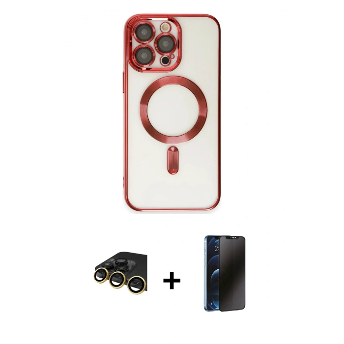 MARSİLYAN™- iPhone 14 Pro Kılıf Nova Işık Özel Seri - Siyah 3D Antistatik Hayalet Cam Ekran Koruyucu + Raze Metal Kamera Lens - GD