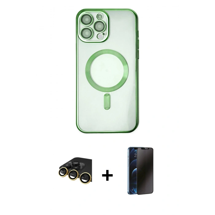 MARSİLYAN™- iPhone 14 Pro Kılıf Nova Işık Özel Seri - Siyah 3D Antistatik Hayalet Cam Ekran Koruyucu + Raze Metal Kamera Lens - GD