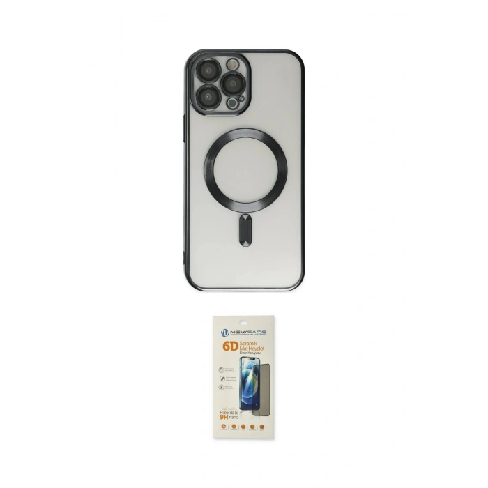 MARSİLYAN™- iPhone 14 Pro Kılıf Nova Işık Özel Seri - Siyah 6D Mat Seramik Hayalet Nano Ekran Koruyucu