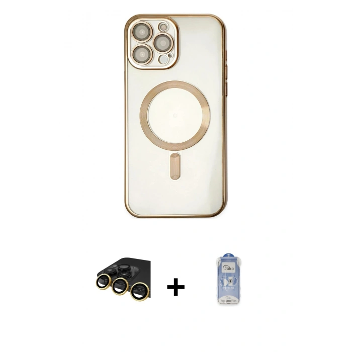 MARSİLYAN™- iPhone 14 Pro Kılıf Nova Işık Özel Seri - Siyah Joko Magic 5D Cam + Raze Metal Kamera Lens - GD