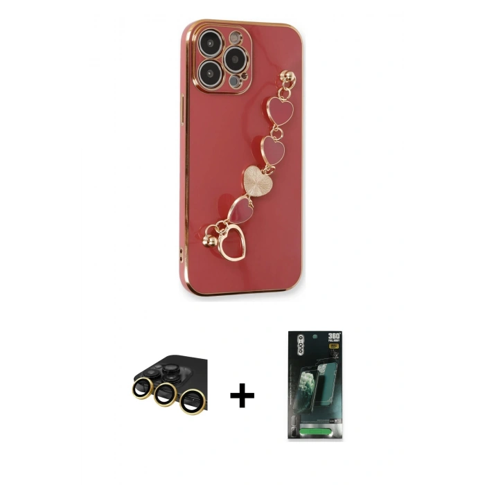 MARSİLYAN™- iPhone 14 Pro Kılıf Nova Işık Prime - Siyah 360 Mat Full Body Arka Koruyucu + Raze Metal Kamera Lens - GD