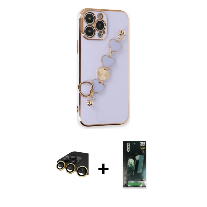 MARSİLYAN™- iPhone 14 Pro Kılıf Nova Işık Prime - Siyah 360 Mat Full Body Arka Koruyucu + Raze Metal Kamera Lens - GD