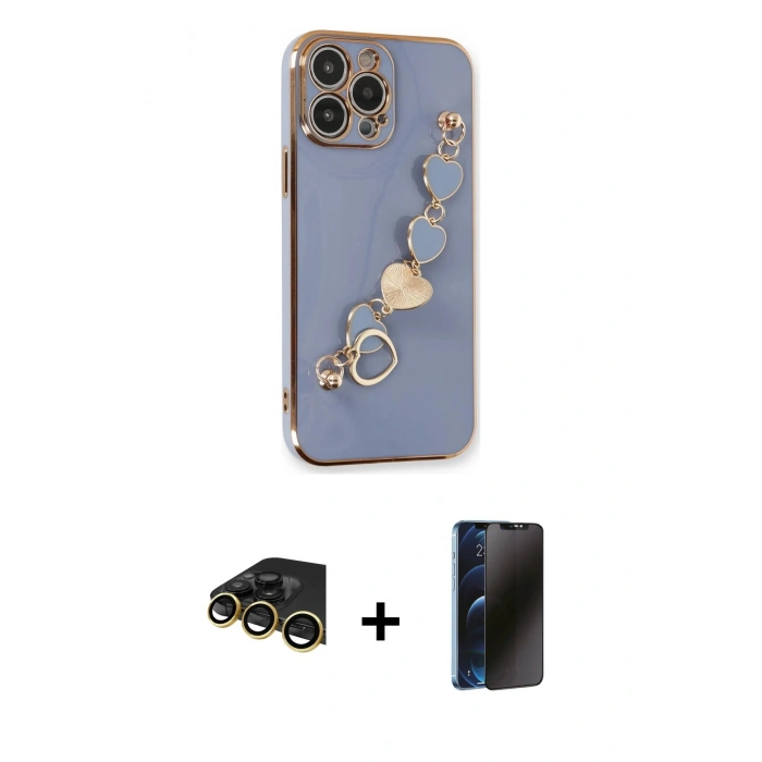 MARSİLYAN™- iPhone 14 Pro Kılıf Nova Işık Prime - Siyah 3D Antistatik Hayalet Cam Ekran Koruyucu + Raze Metal Kamera Lens - GD