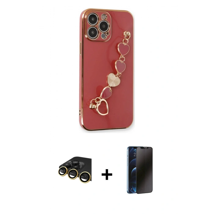MARSİLYAN™- iPhone 14 Pro Kılıf Nova Işık Prime - Siyah 3D Antistatik Hayalet Cam Ekran Koruyucu + Raze Metal Kamera Lens - GD