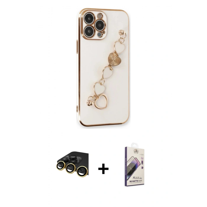MARSİLYAN™- iPhone 14 Pro Kılıf Nova Işık Prime - Siyah Bilvis 3D Mat Cam Ekran Koruyucu + Raze Metal Kamera Lens - GD