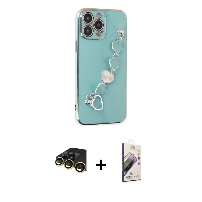 MARSİLYAN™- iPhone 14 Pro Kılıf Nova Işık Prime - Siyah Bilvis 3D Mat Cam Ekran Koruyucu + Raze Metal Kamera Lens - GD