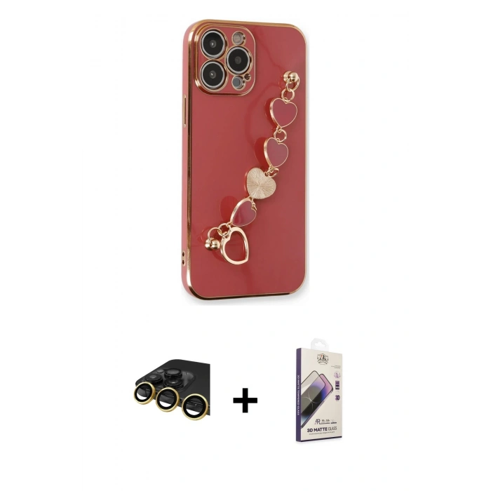 MARSİLYAN™- iPhone 14 Pro Kılıf Nova Işık Prime - Siyah Bilvis 3D Mat Cam Ekran Koruyucu + Raze Metal Kamera Lens - GD