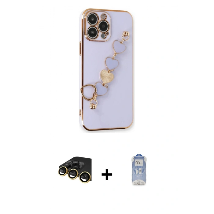 MARSİLYAN™- iPhone 14 Pro Kılıf Nova Işık Prime - Siyah Joko Magic 5D Cam + Raze Metal Kamera Lens - GD