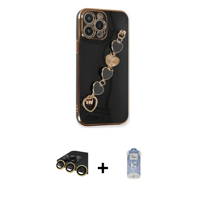 MARSİLYAN™- iPhone 14 Pro Kılıf Nova Işık Prime - Siyah Joko Magic 5D Cam + Raze Metal Kamera Lens - GD