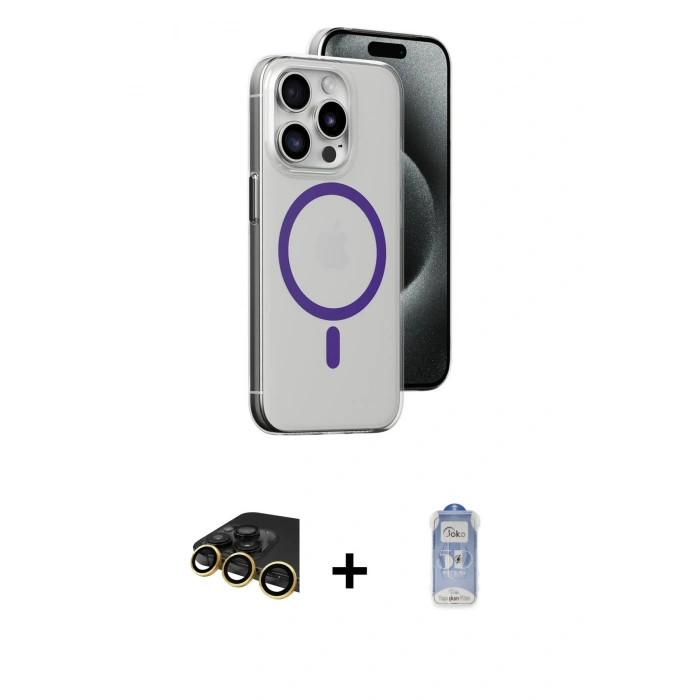 MARSİLYAN™- iPhone 14 Pro Kılıf Odak Form Özel Seri - Siyah Joko Magic 5D Cam + Raze Metal Kamera Lens - GD