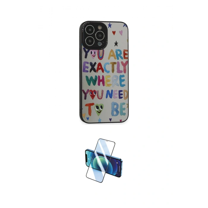 MARSİLYAN™- iPhone 14 Pro Kılıf Odak Klasik Serisi - Siyah 3D Antistatik Cam Ekran Koruyucu