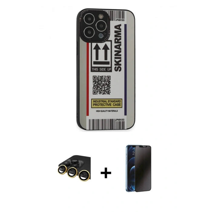 MARSİLYAN™- iPhone 14 Pro Kılıf Odak Klasik Serisi - Siyah 3D Antistatik Hayalet Cam Ekran Koruyucu + Raze Metal Kamera Lens - GD