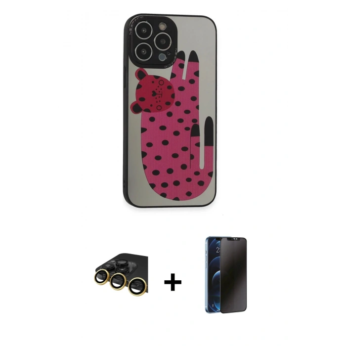 MARSİLYAN™- iPhone 14 Pro Kılıf Odak Klasik Serisi - Siyah 3D Antistatik Hayalet Cam Ekran Koruyucu + Raze Metal Kamera Lens - GD