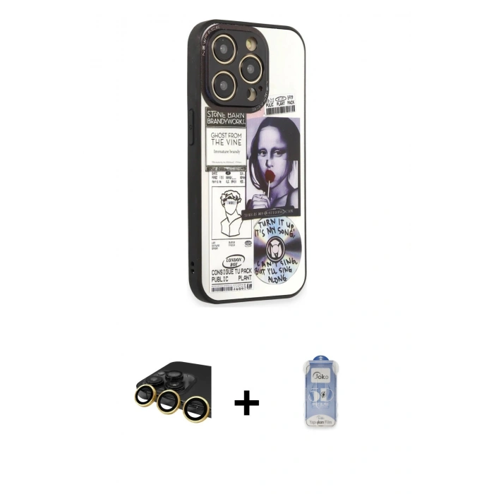 MARSİLYAN™- iPhone 14 Pro Kılıf Odak Klasik Serisi - Siyah Joko Magic 5D Cam + Raze Metal Kamera Lens - GD