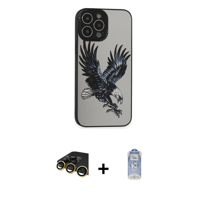 MARSİLYAN™- iPhone 14 Pro Kılıf Odak Klasik Serisi - Siyah Joko Magic 5D Cam + Raze Metal Kamera Lens - GD