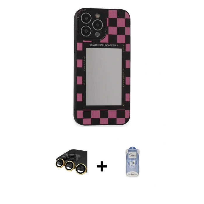 MARSİLYAN™- iPhone 14 Pro Kılıf Odak Klasik Serisi - Siyah Joko Magic 5D Cam + Raze Metal Kamera Lens - GD