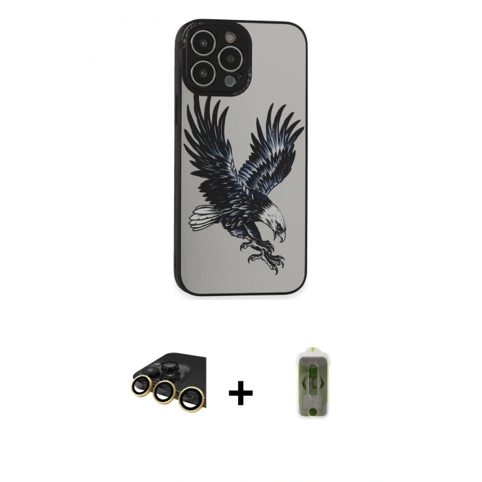 MARSİLYAN™- iPhone 14 Pro Kılıf Odak Klasik Serisi - Siyah Joko Magic 5D Hayalet Cam + Raze Metal Kamera Lens - GD