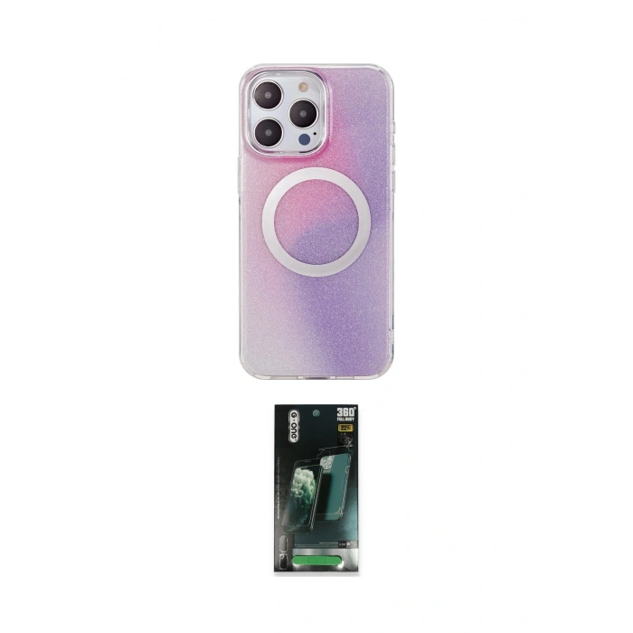 MARSİLYAN™- iPhone 14 Pro Kılıf Pusula Form - Siyah 360 Mat Full Body Arka Koruyucu
