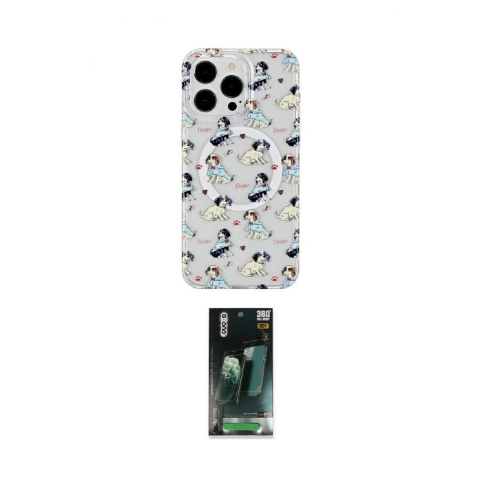 MARSİLYAN™- iPhone 14 Pro Kılıf Pusula Form - Siyah 360 Mat Full Body Arka Koruyucu