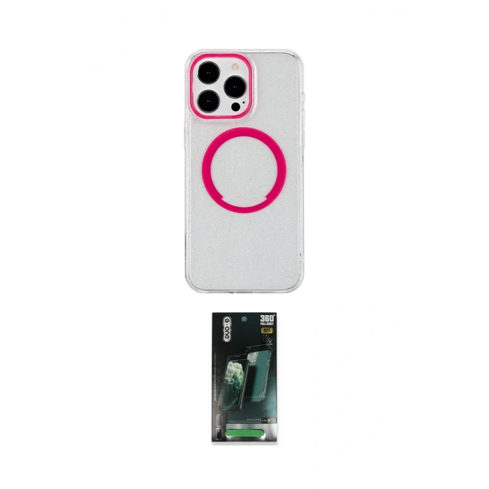 MARSİLYAN™- iPhone 14 Pro Kılıf Pusula Form - Siyah 360 Mat Full Body Arka Koruyucu