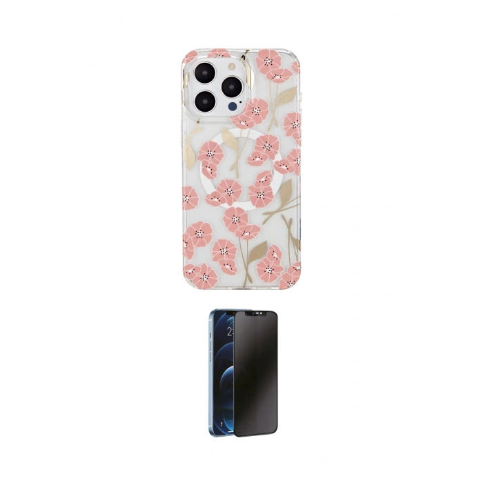 MARSİLYAN™- iPhone 14 Pro Kılıf Pusula Form - Siyah 3D Antistatik Hayalet Cam Ekran Koruyucu