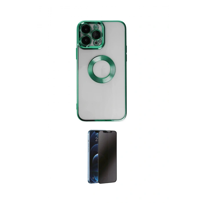 MARSİLYAN™- iPhone 14 Pro Kılıf Pusula Form - Siyah 3D Antistatik Hayalet Cam Ekran Koruyucu