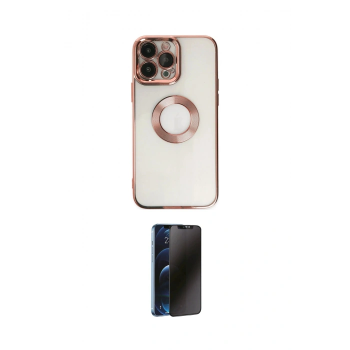 MARSİLYAN™- iPhone 14 Pro Kılıf Pusula Form - Siyah 3D Antistatik Hayalet Cam Ekran Koruyucu