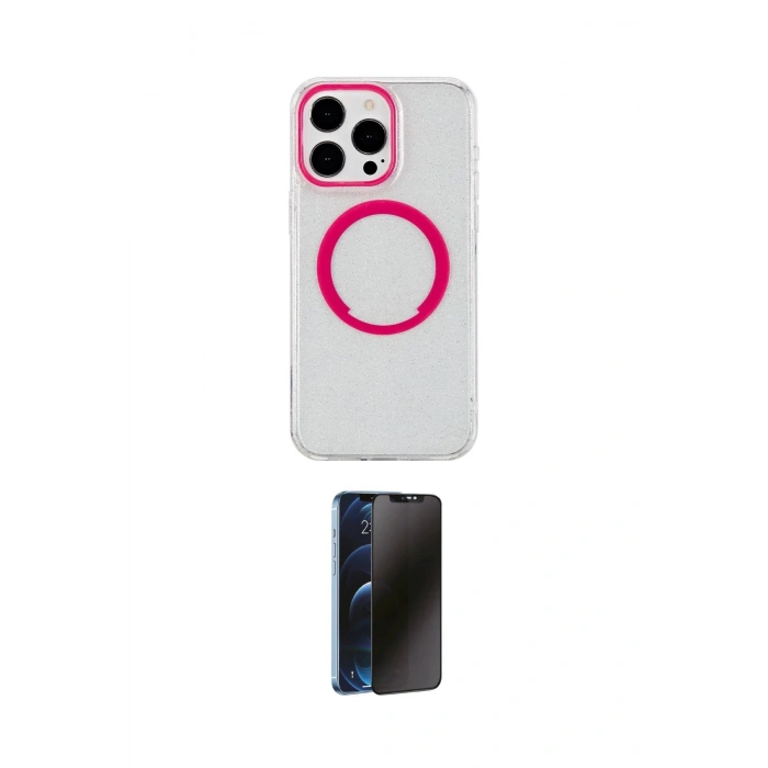 MARSİLYAN™- iPhone 14 Pro Kılıf Pusula Form - Siyah 3D Antistatik Hayalet Cam Ekran Koruyucu