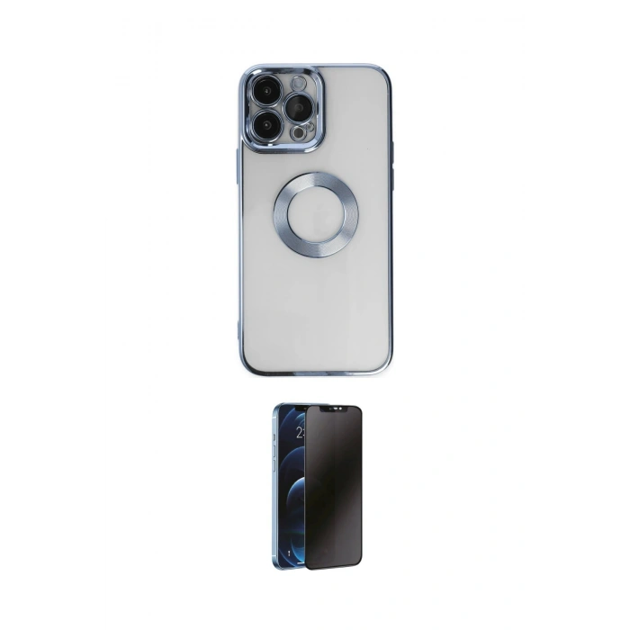 MARSİLYAN™- iPhone 14 Pro Kılıf Pusula Form - Siyah 3D Antistatik Hayalet Cam Ekran Koruyucu