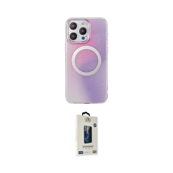 MARSİLYAN™- iPhone 14 Pro Kılıf Pusula Form - Siyah Bilvis Hayalet Cam Ekran Koruyucu